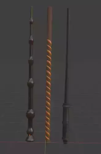 Modelo 3D de 3 Varitas de Harry Potter 