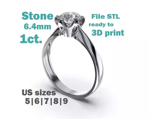  PRINTABLE WOMAN S SOLITAIRE RING stone 1ct