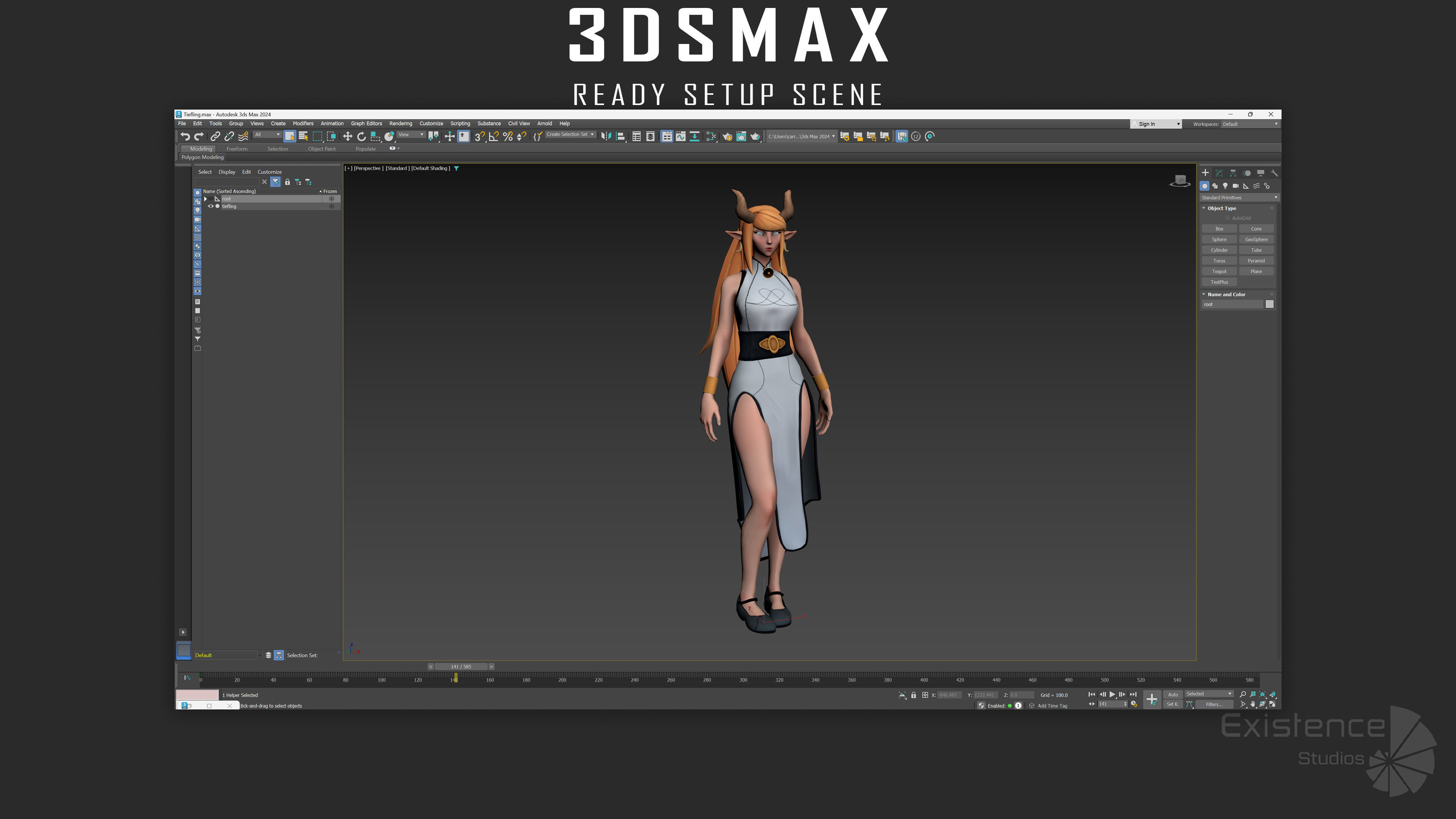 Tiefling - Medieval Fantasy Elf - RPG Nymph Character Hero - 57 Low-poly 3D model_12