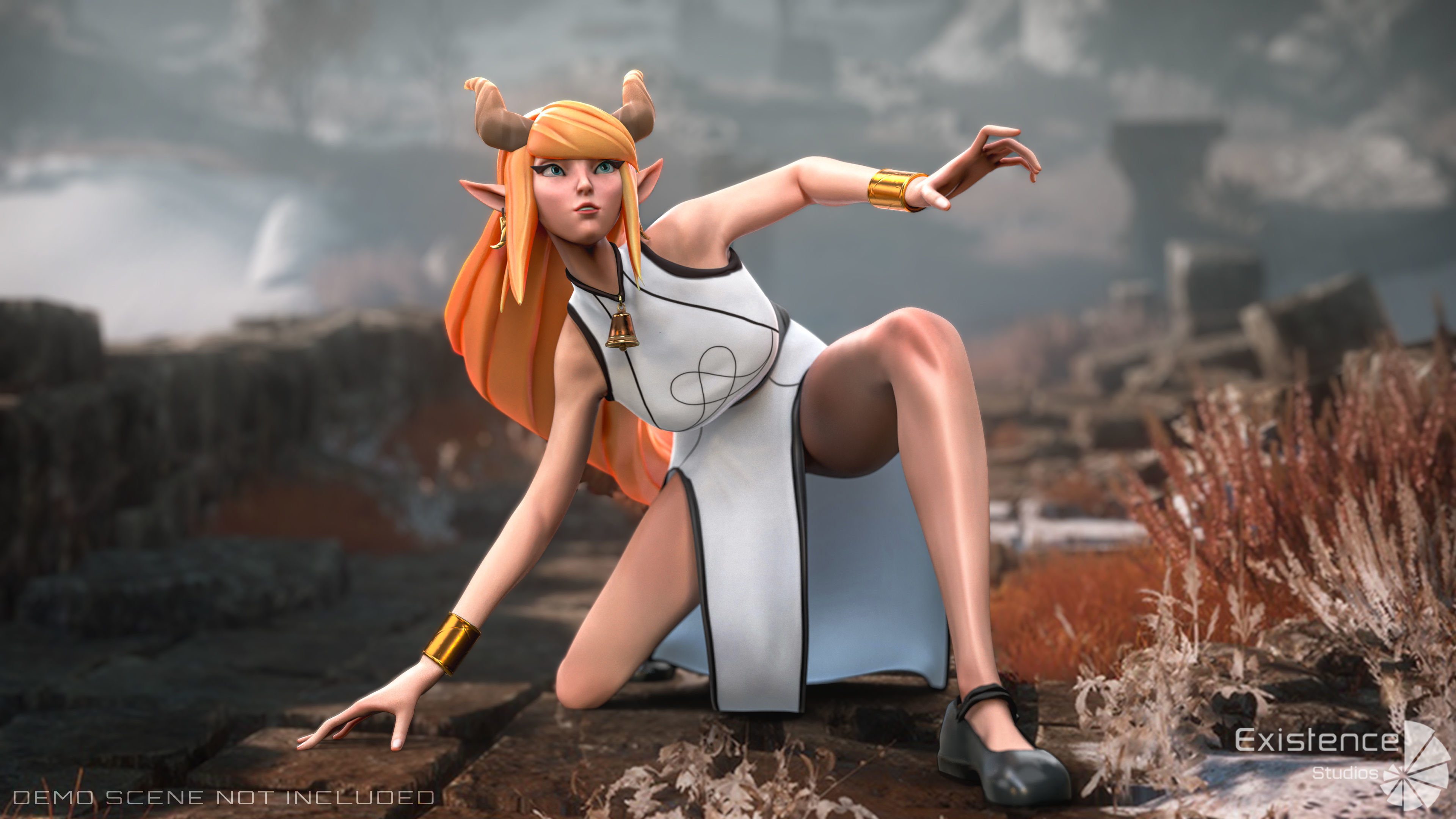 Tiefling - Medieval Fantasy Elf - RPG Nymph Character Hero - 57 Low-poly 3D model_4