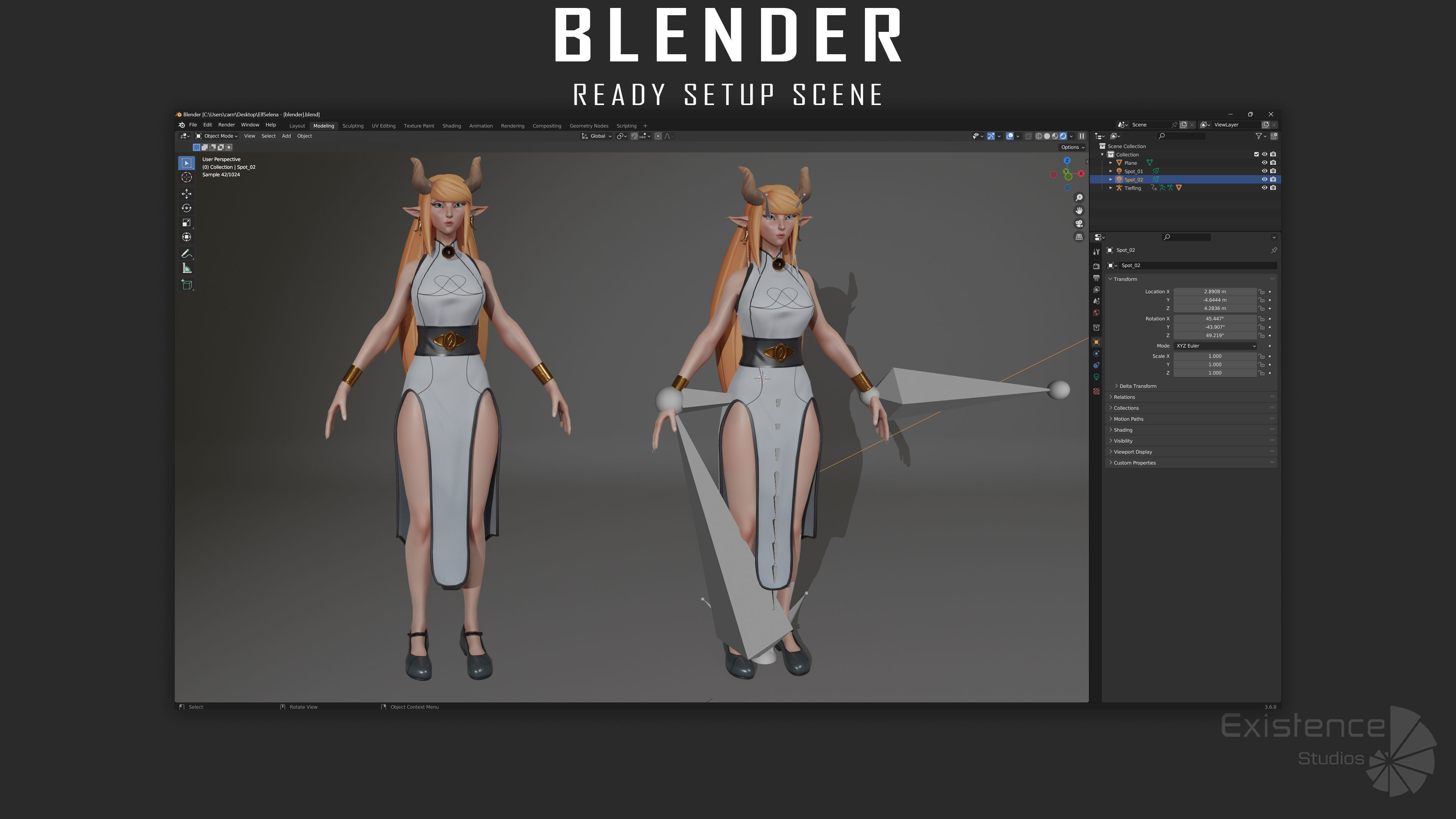 Tiefling - Medieval Fantasy Elf - RPG Nymph Character Hero - 57 Low-poly 3D model_11