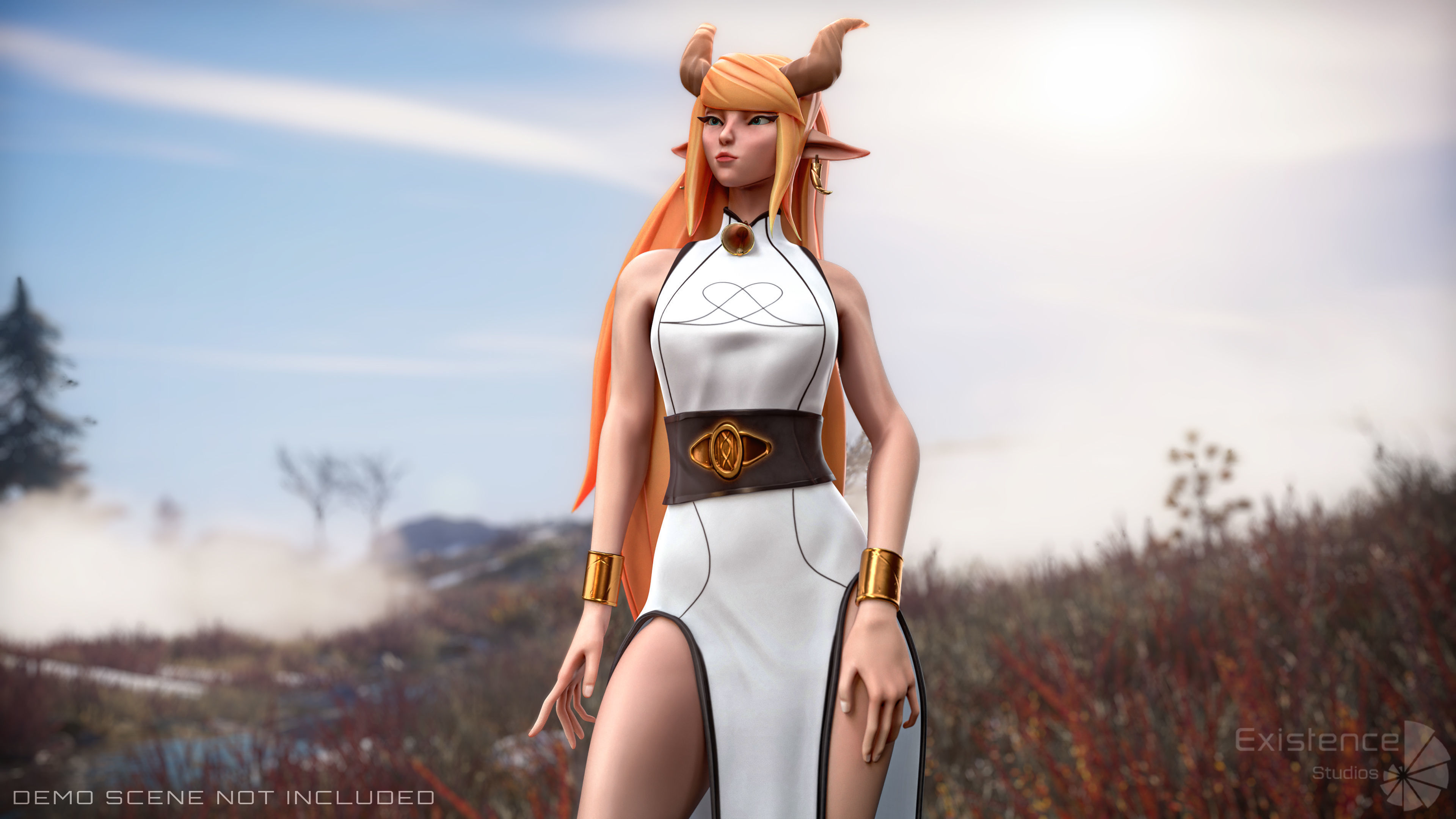 Tiefling - Medieval Fantasy Elf - RPG Nymph Character Hero - 57 Low-poly 3D model_17