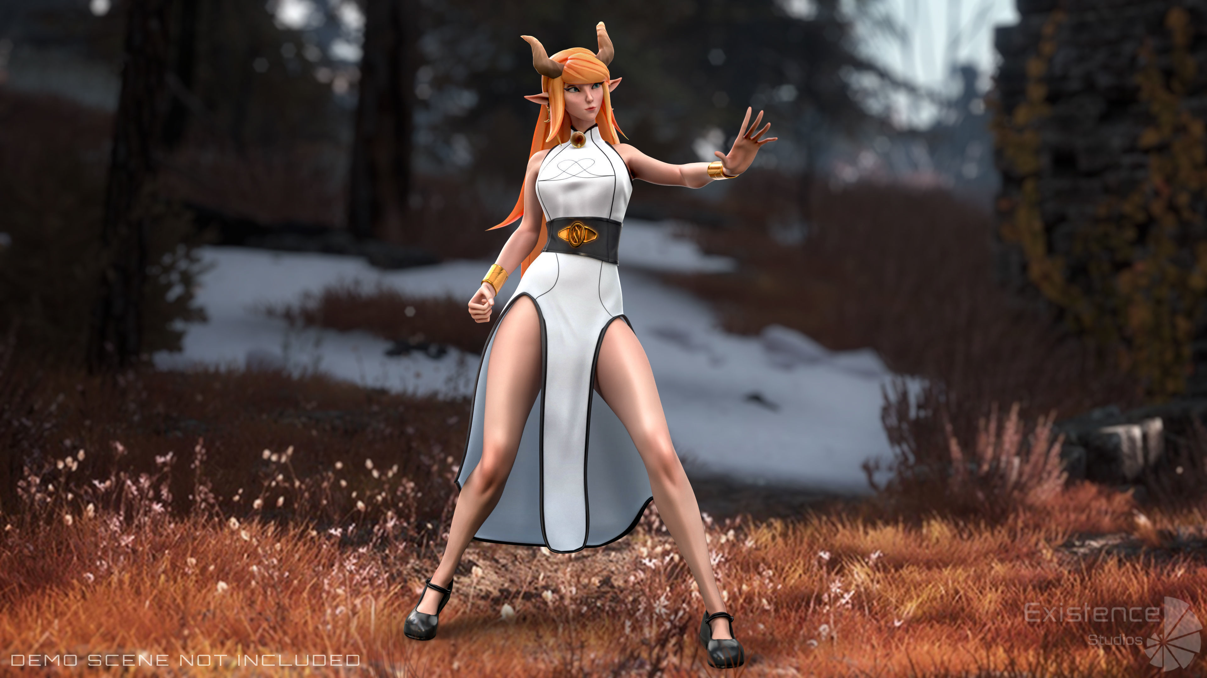 Tiefling - Medieval Fantasy Elf - RPG Nymph Character Hero - 57 Low-poly 3D model_15