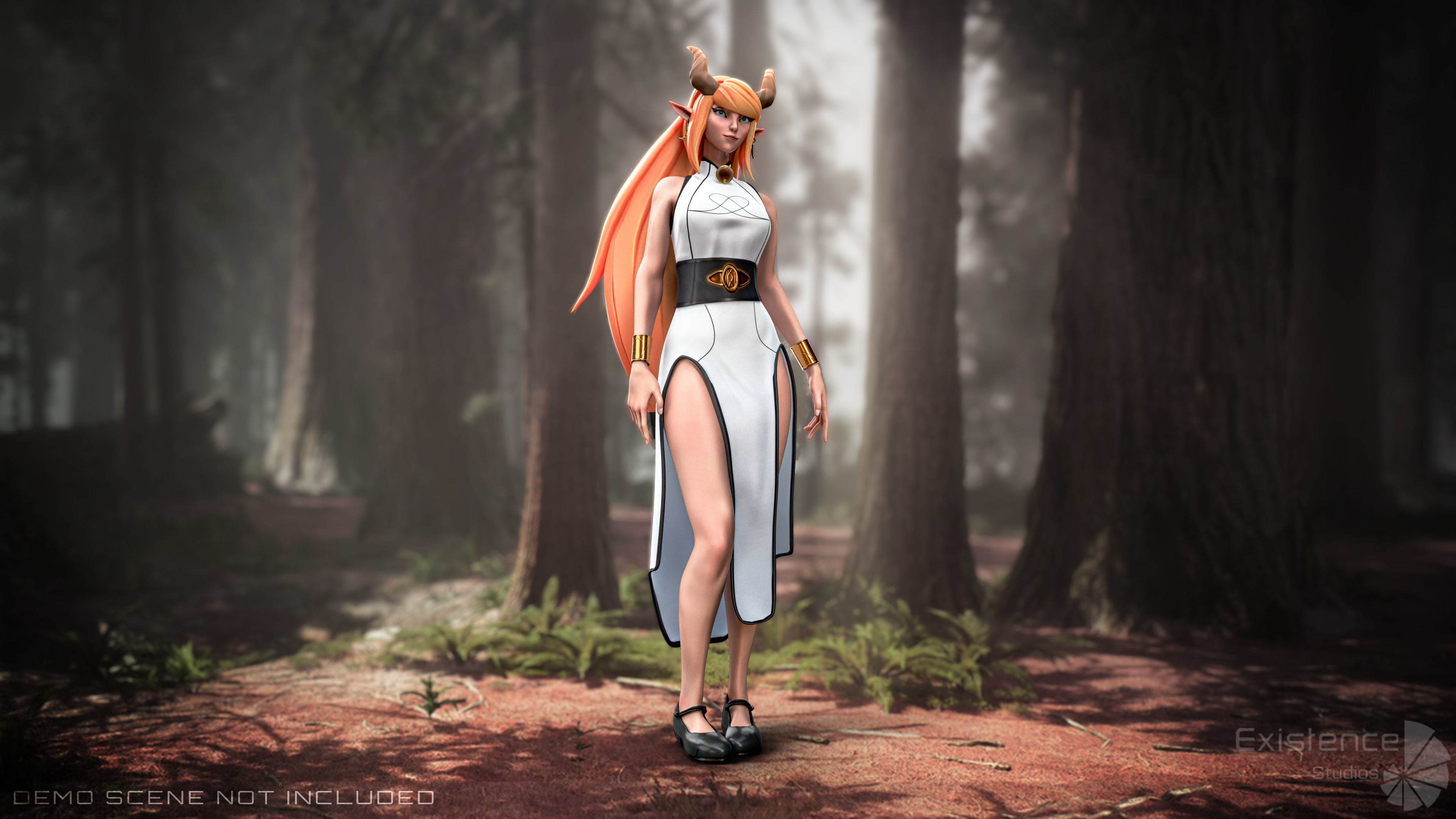 Tiefling - Medieval Fantasy Elf - RPG Nymph Character Hero - 57 Low-poly 3D model_19