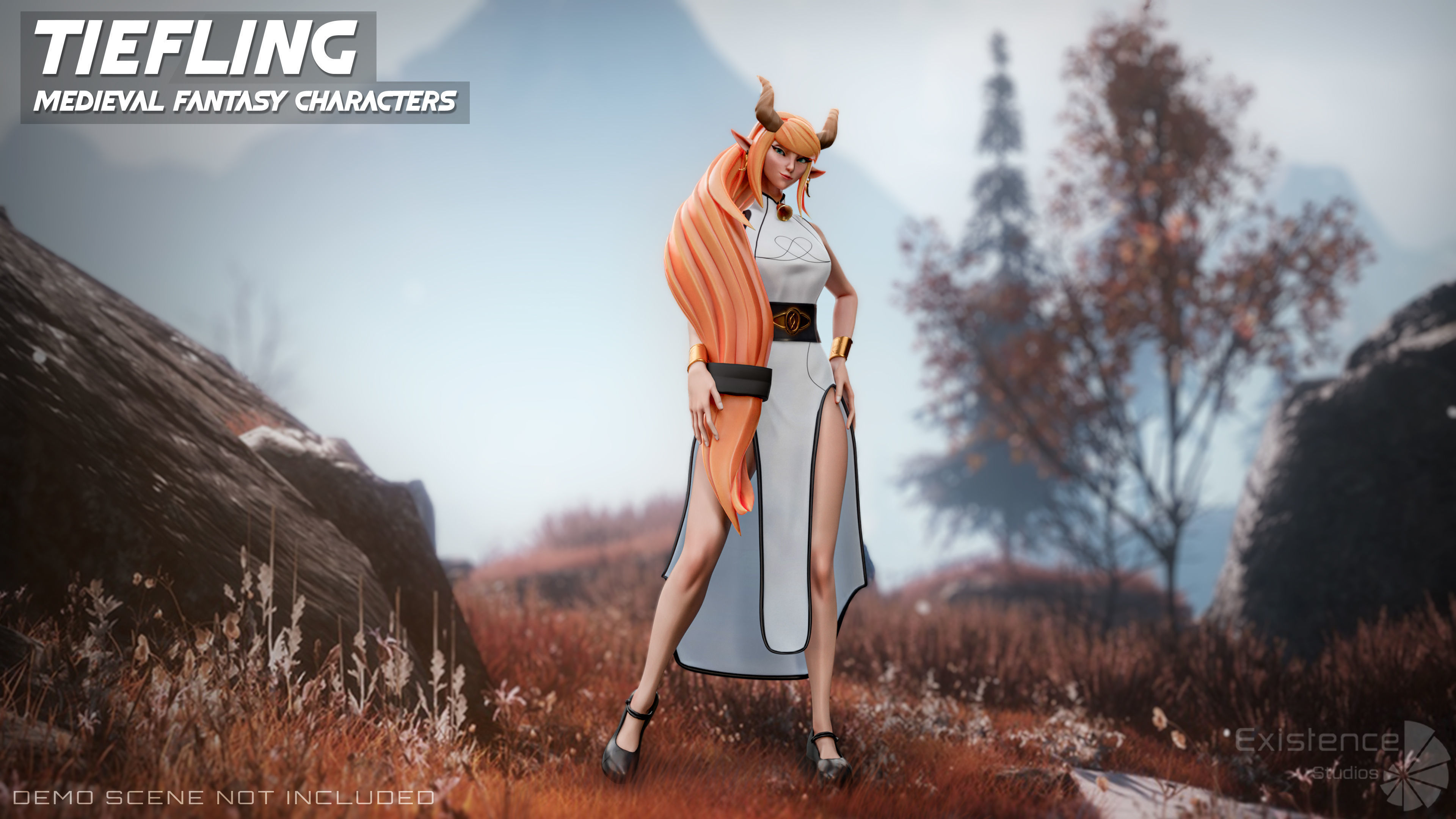 Tiefling - Medieval Fantasy Elf - RPG Nymph Character Hero - 57 Low-poly 3D model_2