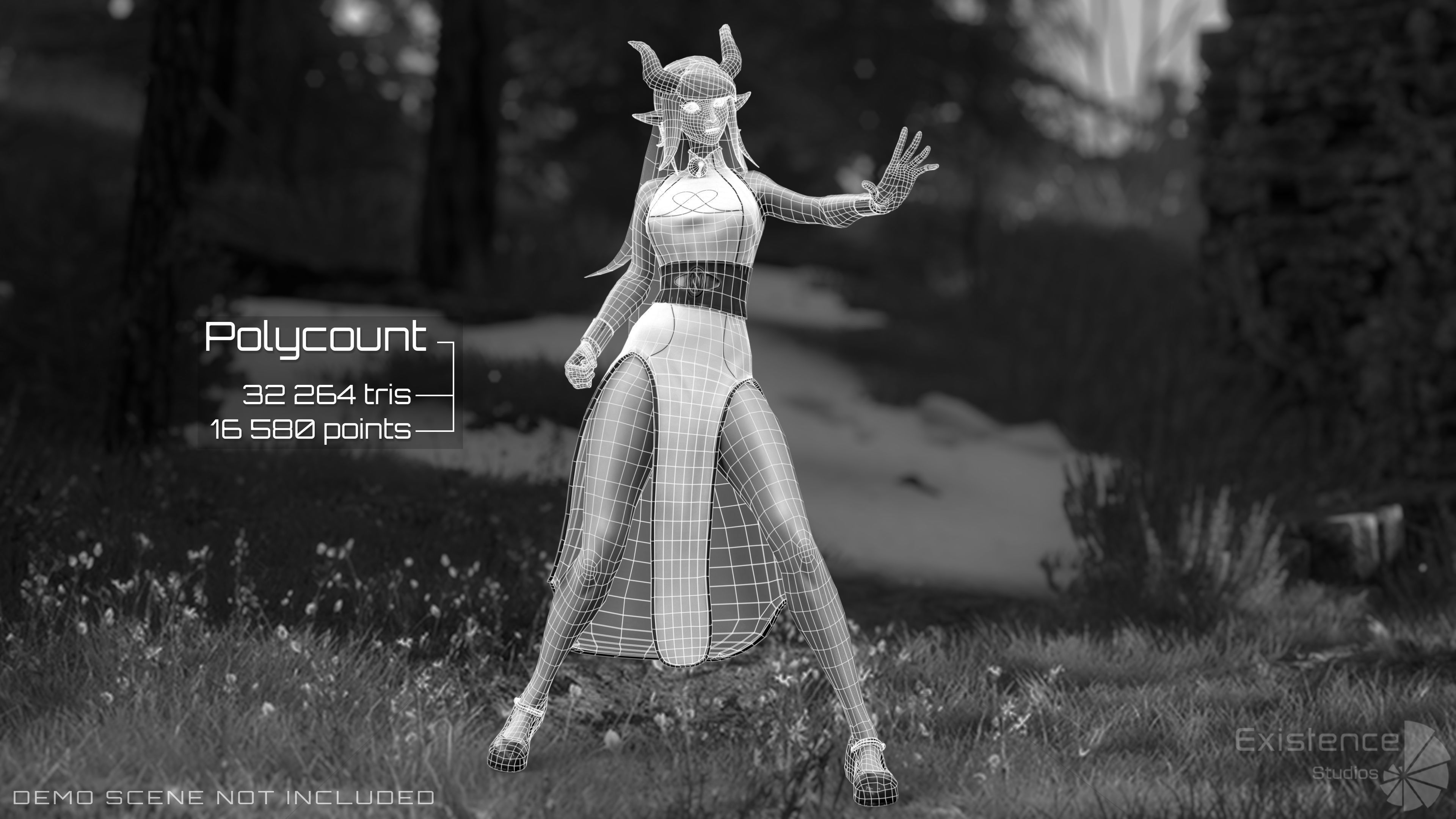 Tiefling - Medieval Fantasy Elf - RPG Nymph Character Hero - 57 Low-poly 3D model_16