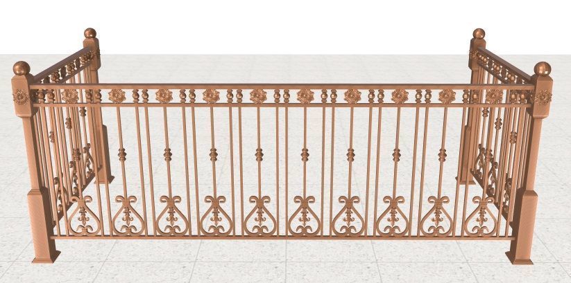 Wrought iron balcony railing 3D model_1