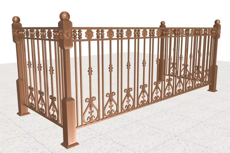 Wrought iron balcony railing 3D model_0