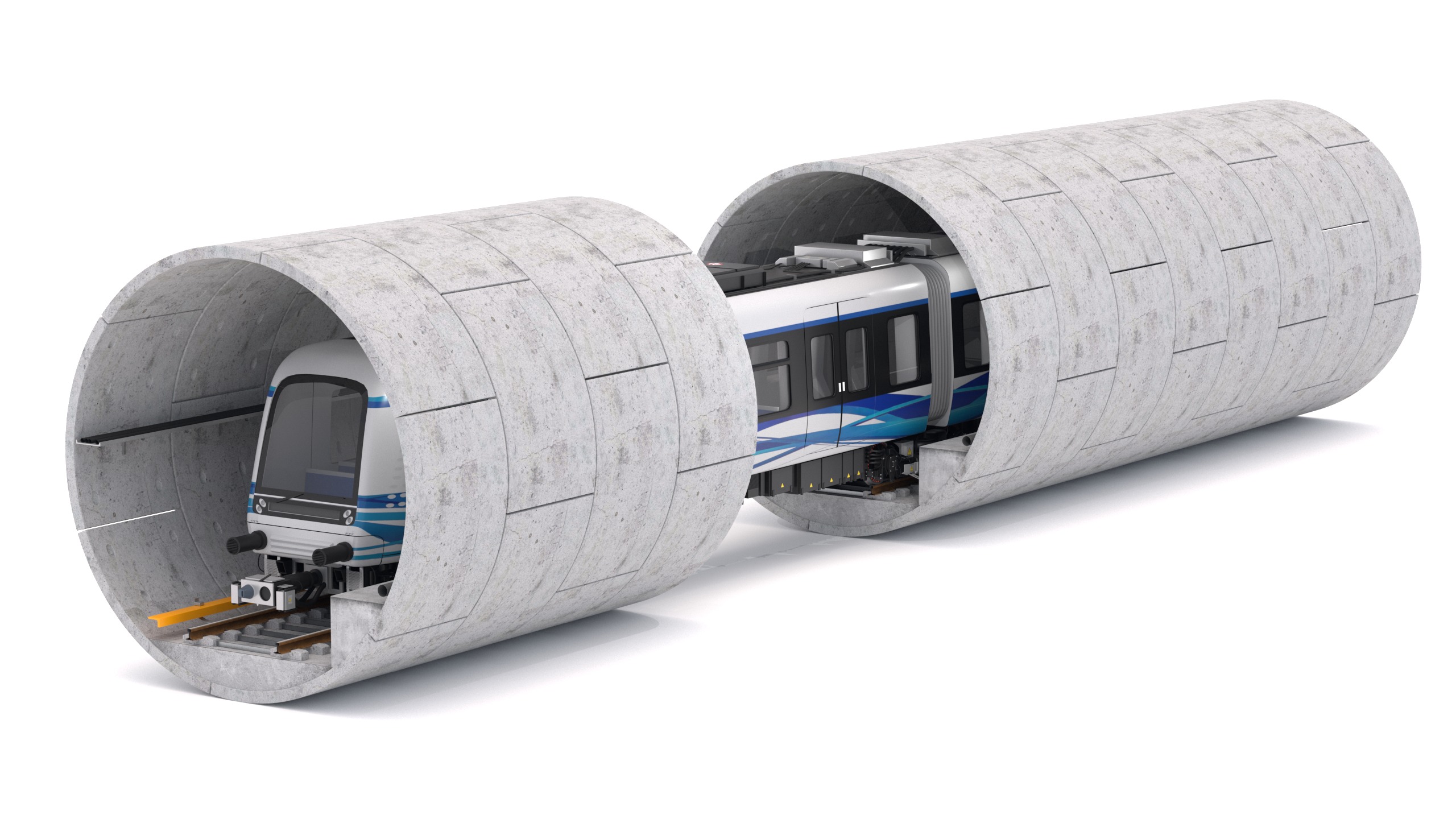 Hitachi Rail Driverless Metro Thessaloniki with Tunnel 3D model_1