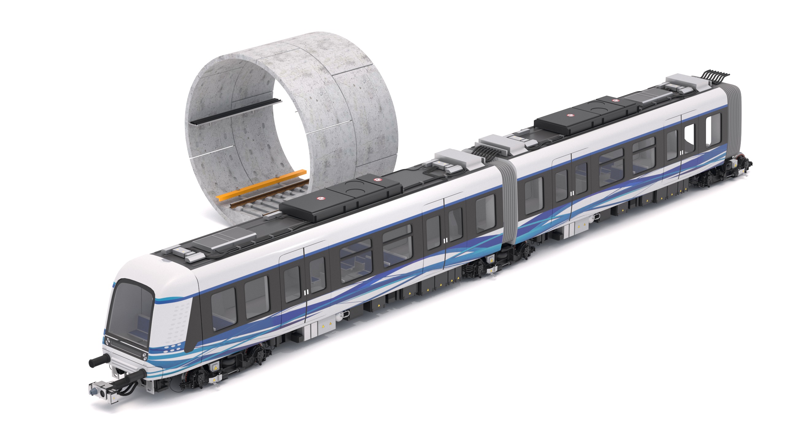 Hitachi Rail Driverless Metro Thessaloniki with Tunnel 3D model_3