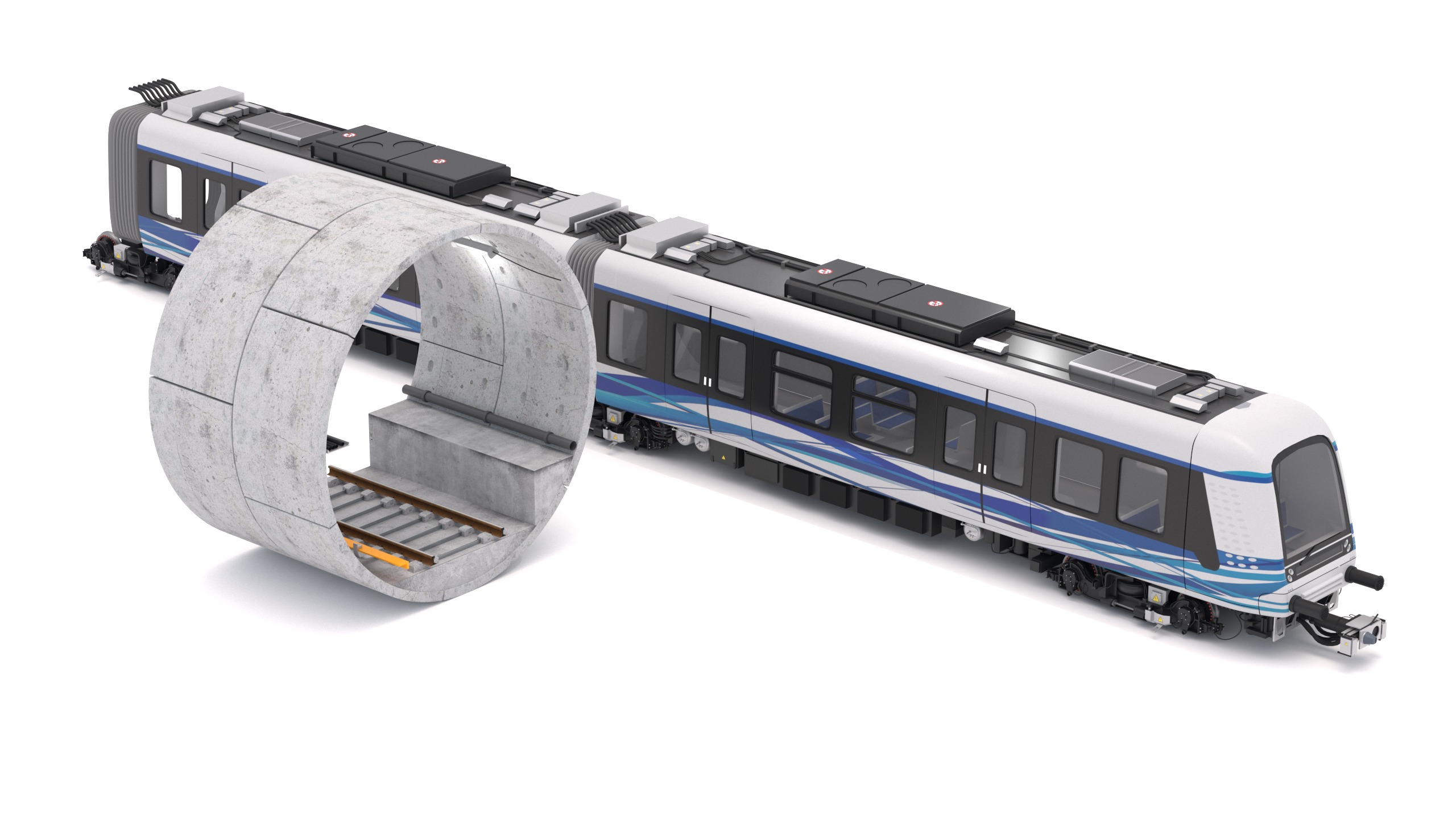Hitachi Rail Driverless Metro Thessaloniki with Tunnel 3D model_4