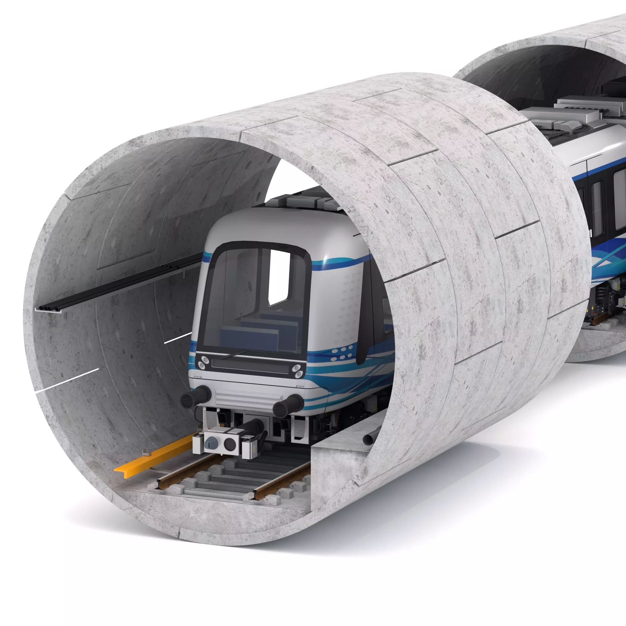 Hitachi Rail Driverless Metro Thessaloniki with Tunnel 3D model_0