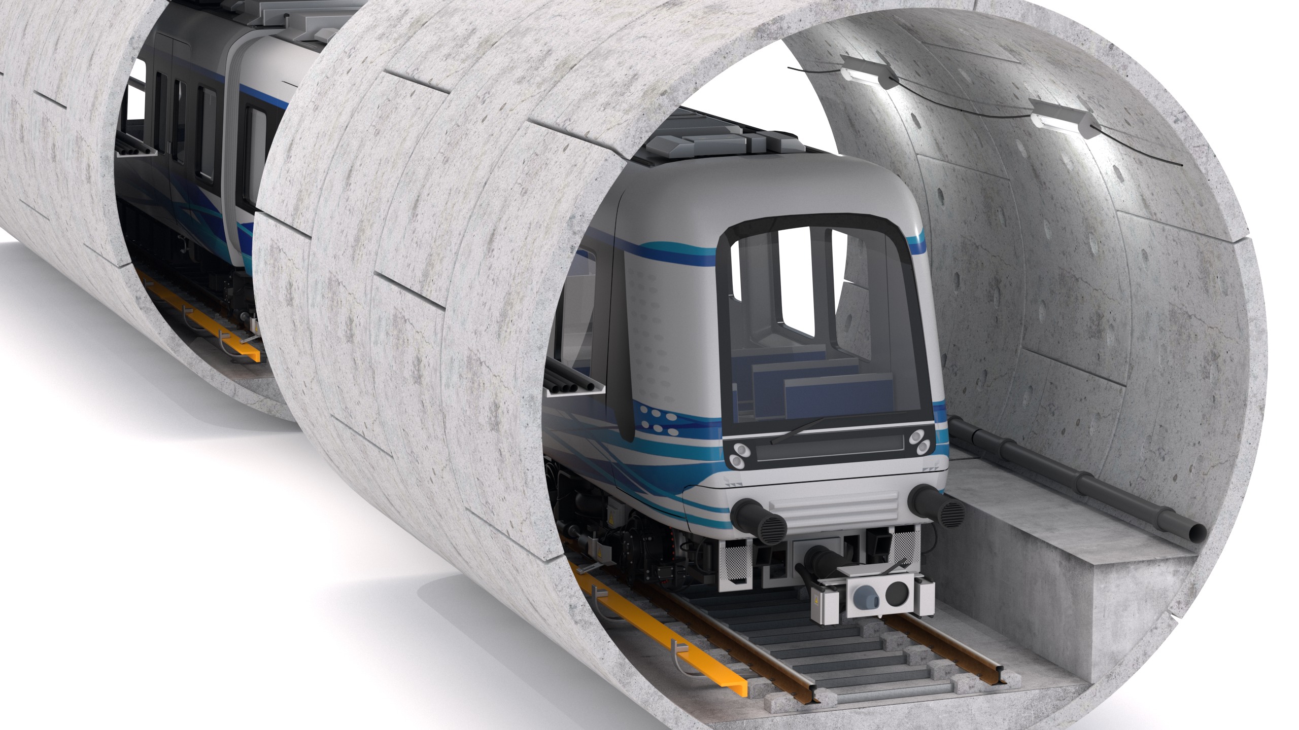 Hitachi Rail Driverless Metro Thessaloniki with Tunnel 3D model_2