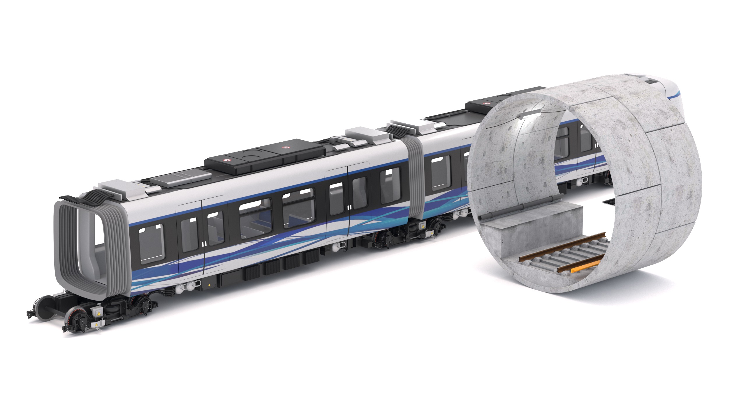 Hitachi Rail Driverless Metro Thessaloniki with Tunnel 3D model_5