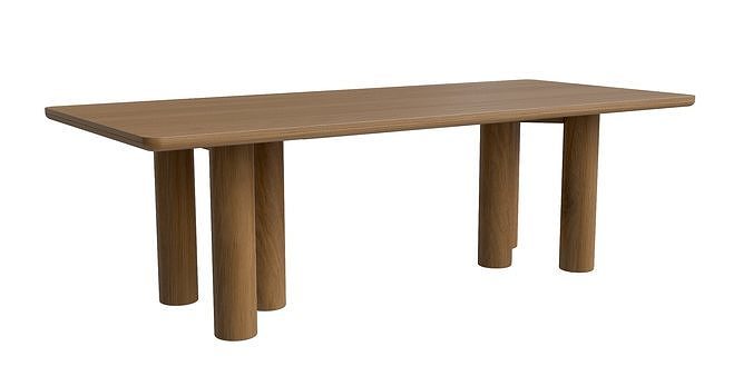 Brown Wood Rectangle Dining Table Low-poly 3D model