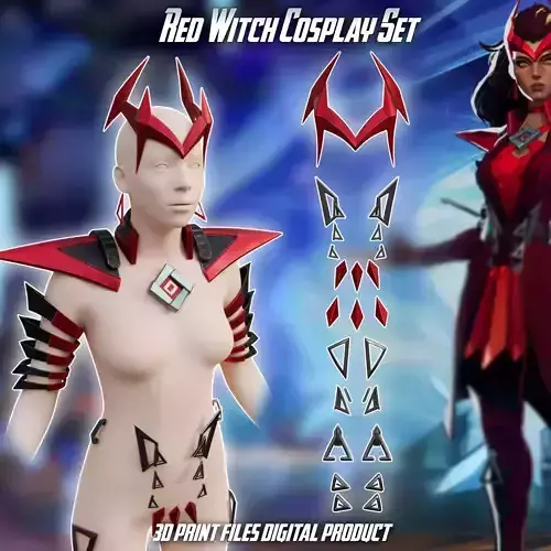 Red Witch Accessories Cosplay Set Marvel Rivals 3D print model