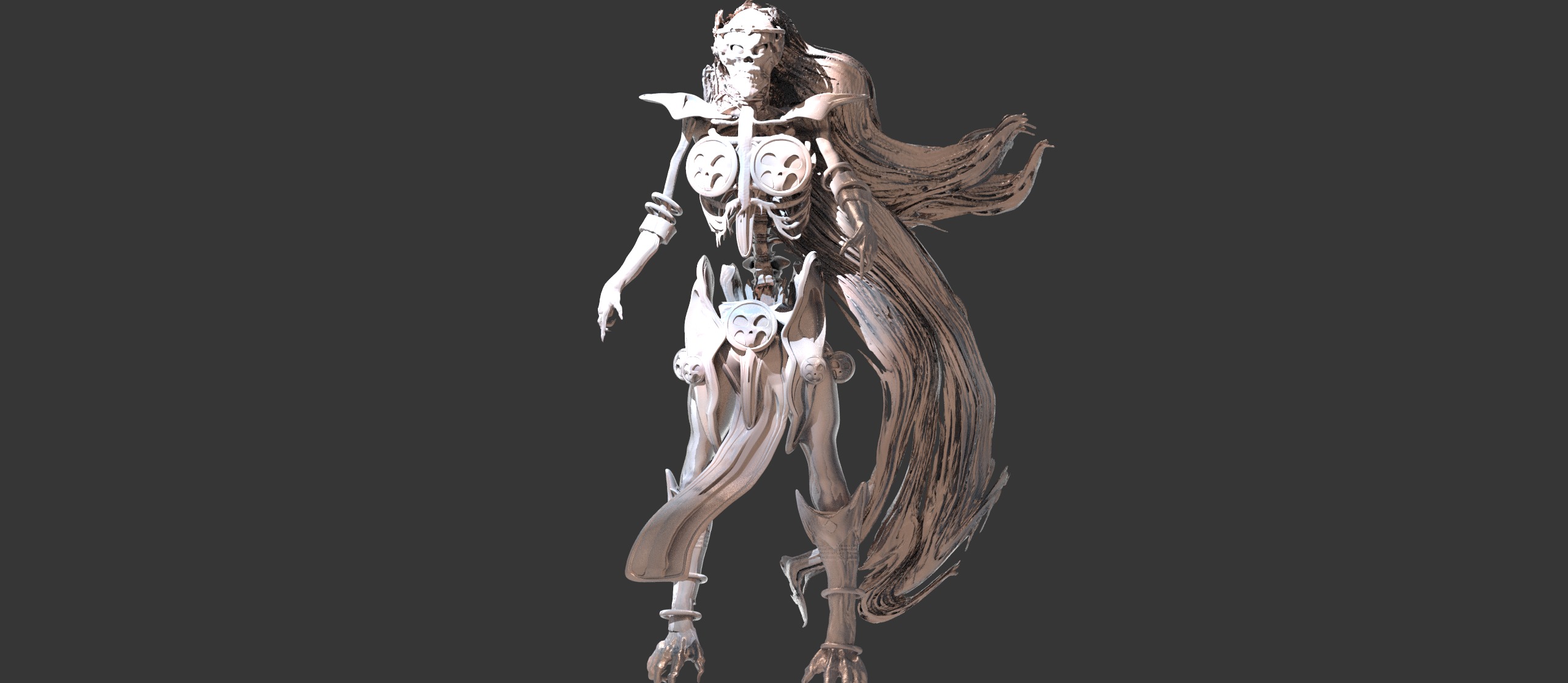 Macabra skeleton sculpture  3D model_1