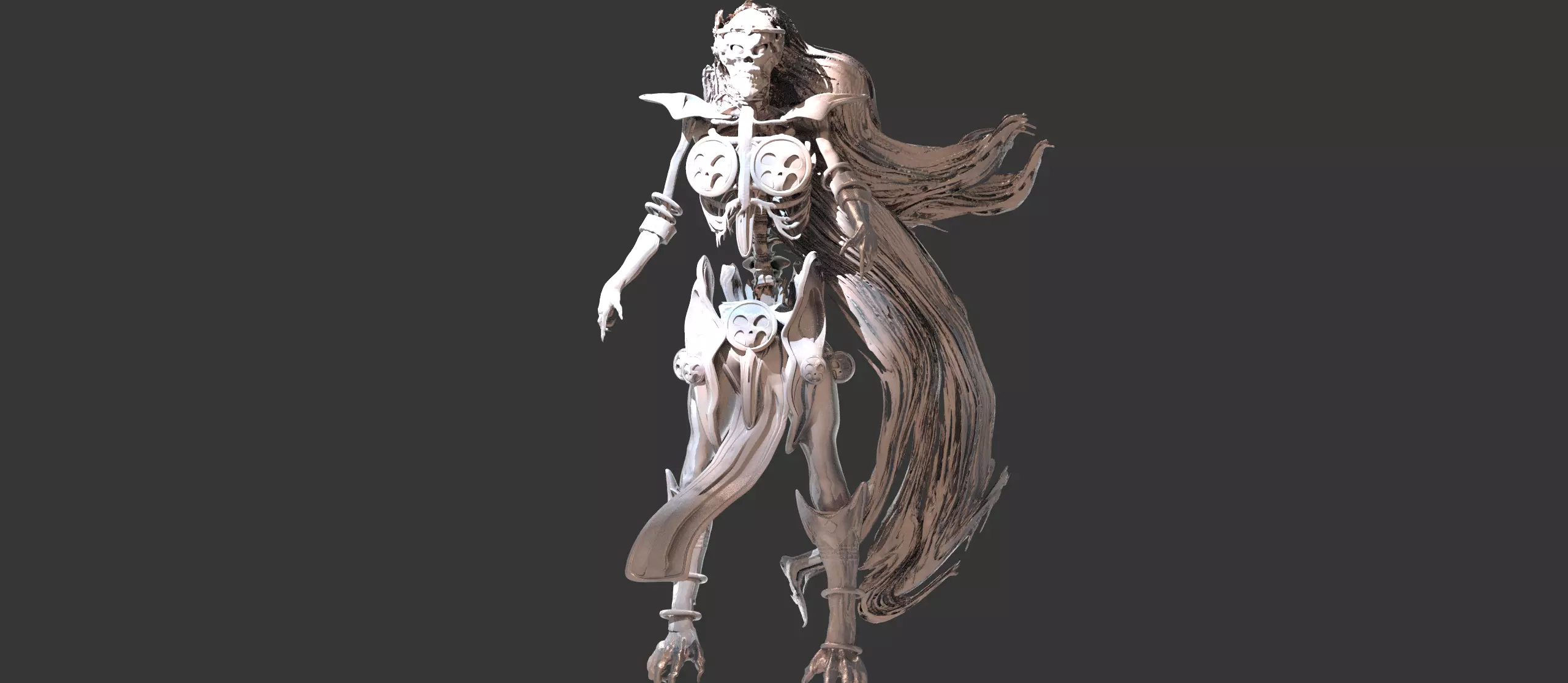 Macabra skeleton sculpture  3D model_0