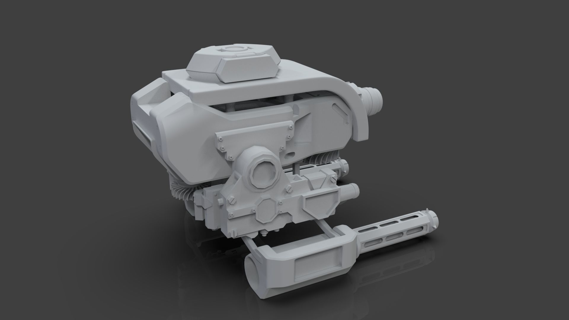 Sci-Fi Drone - 2 - Untextured 3D model_5