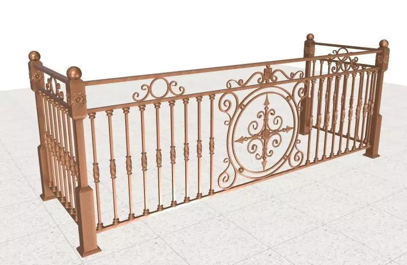 Classic wrought iron balcony railing 3D model_0