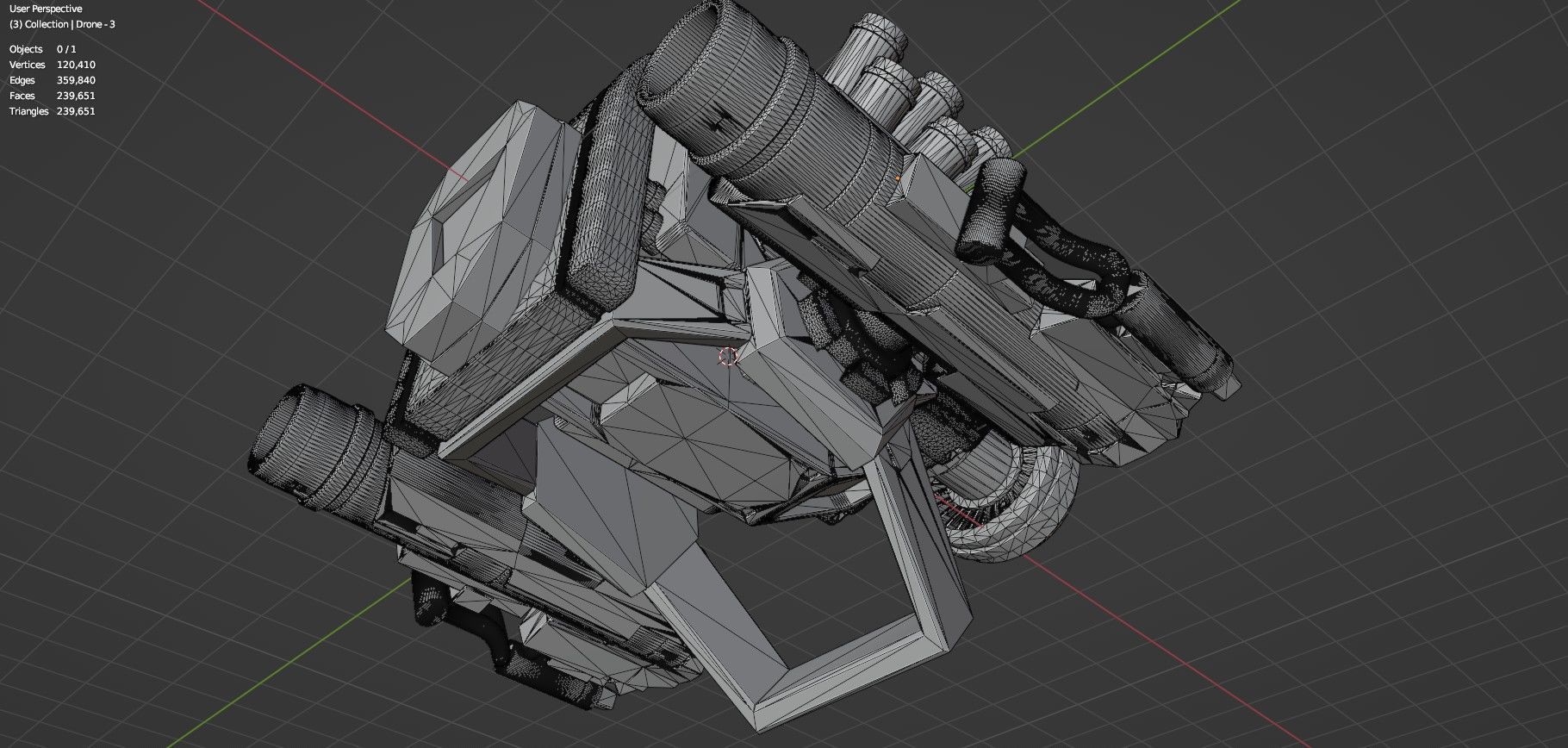 Sci-Fi Drone - 3 - Untextured 3D model_16