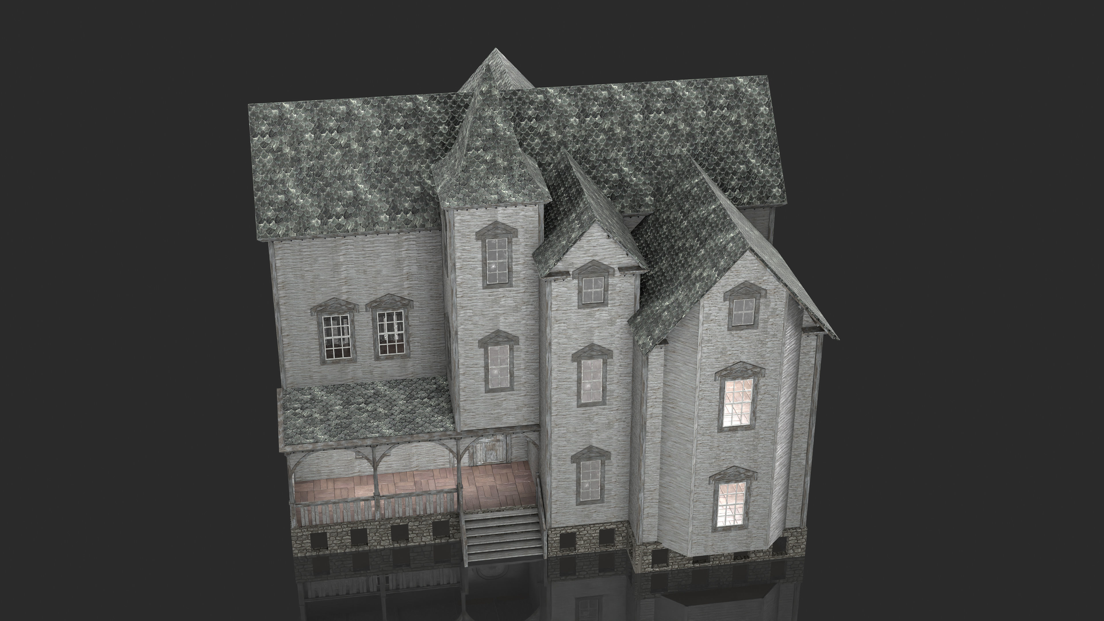 Old Abandoned House 6 3D model_4