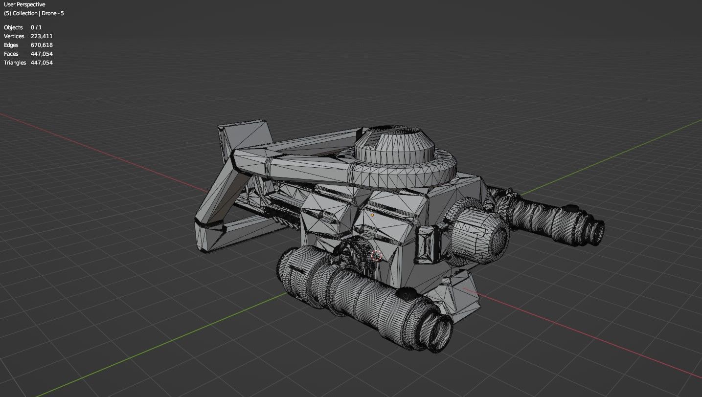 Sci Fi Drones Pack - 6 In 1 - Untextured - Highpoly  3D model_57