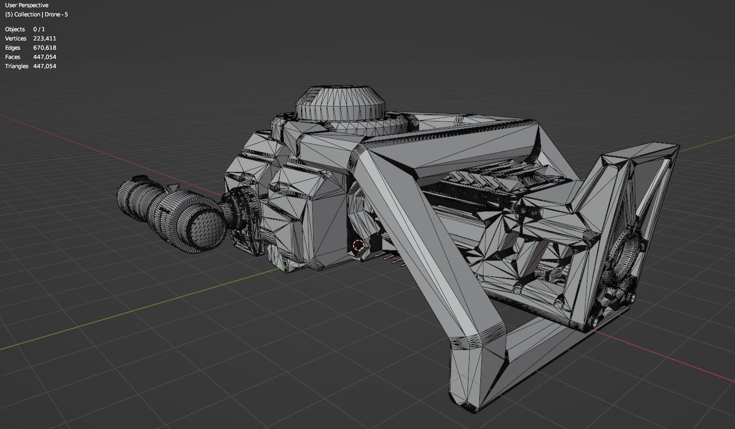 Sci Fi Drones Pack - 6 In 1 - Untextured - Highpoly  3D model_66