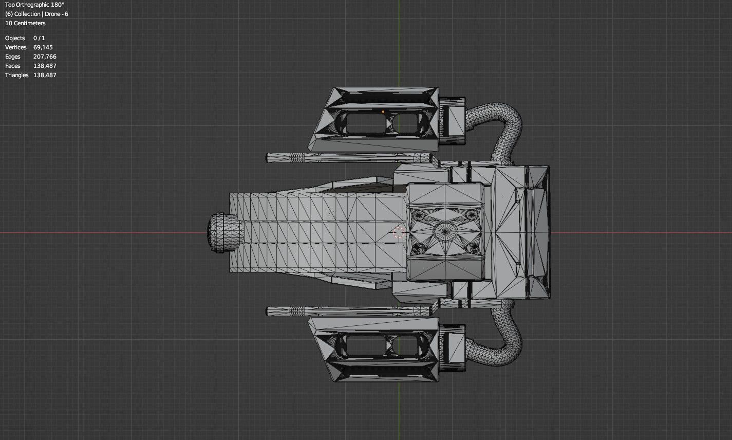 Sci Fi Drones Pack - 6 In 1 - Untextured - Highpoly  3D model_75