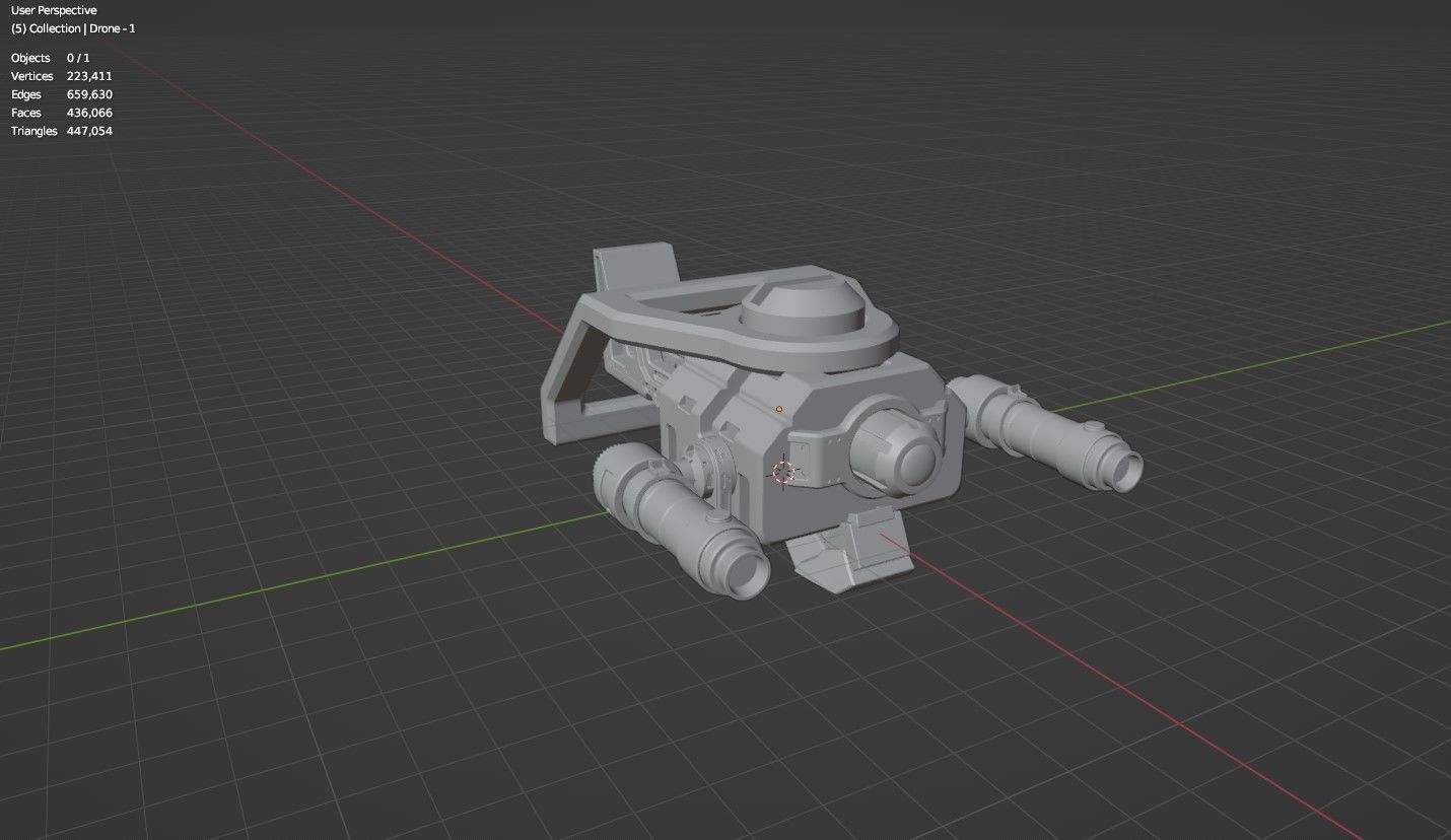 Sci Fi Drones Pack - 6 In 1 - Untextured - Highpoly  3D model_53