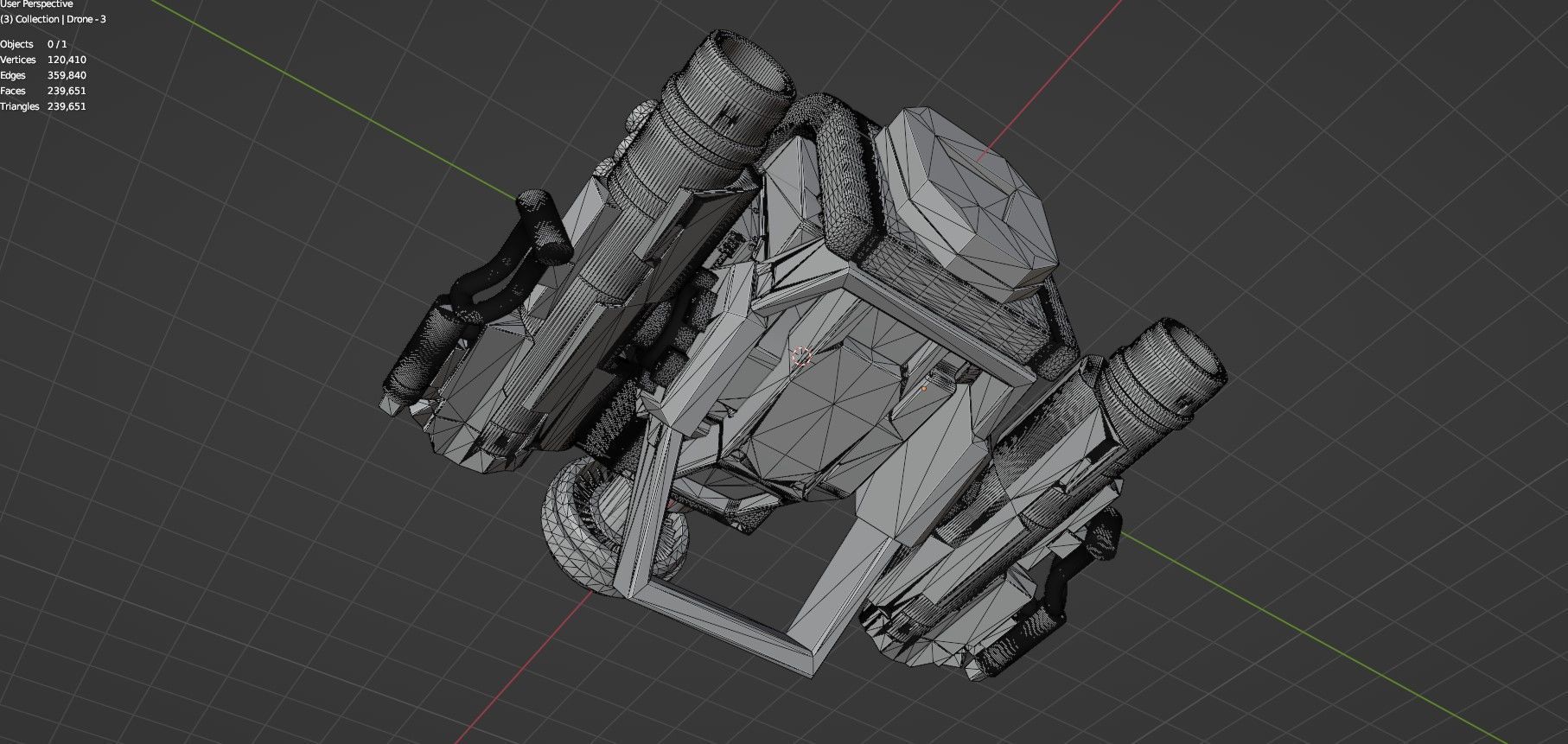Sci Fi Drones Pack - 6 In 1 - Untextured - Highpoly  3D model_100
