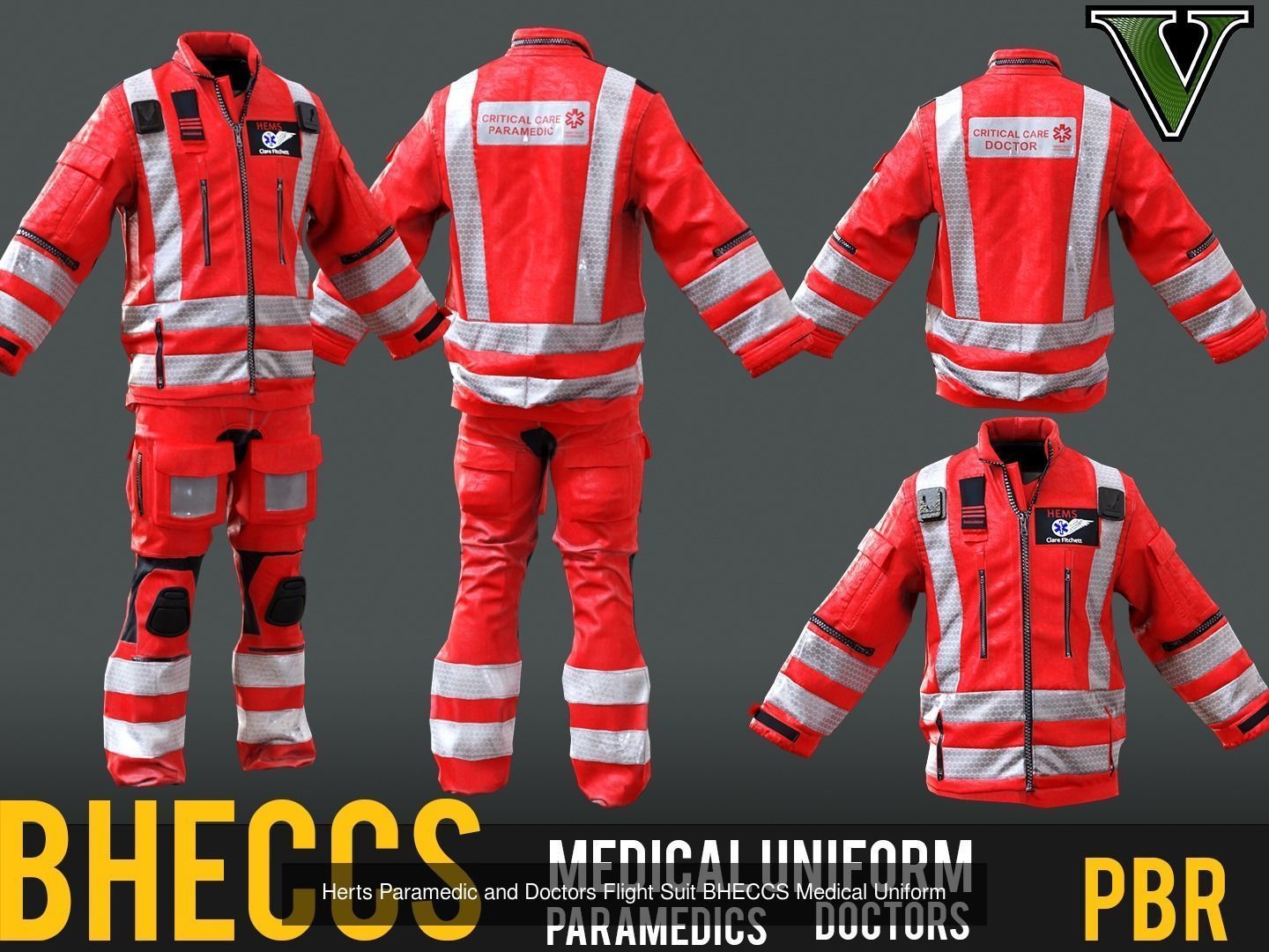 Complete BHECCS Pack BEEP Doctors  Herts Air Paramedic Suits 3D Model Collection_11