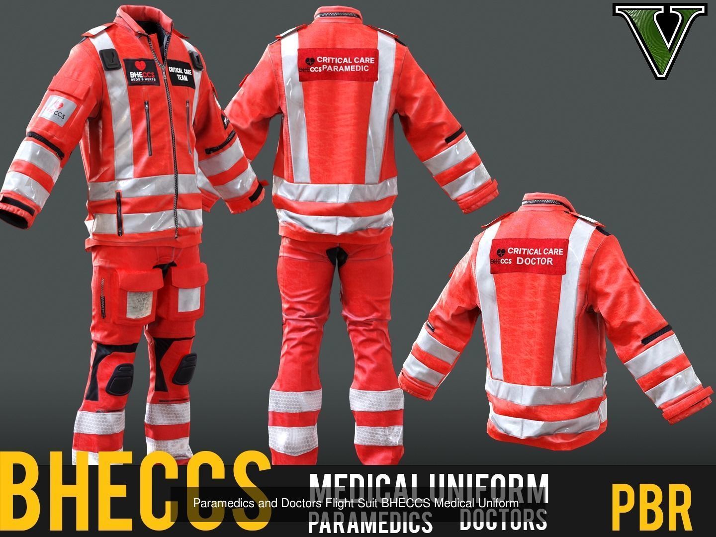 Complete BHECCS Pack BEEP Doctors  Herts Air Paramedic Suits 3D Model Collection_12