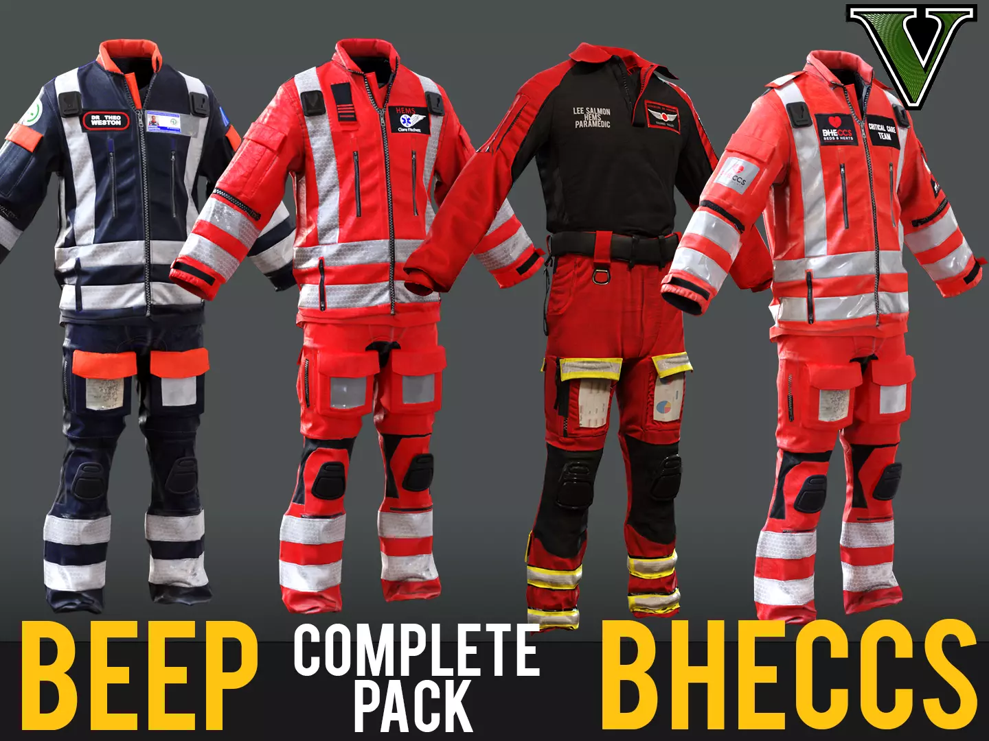 Complete BHECCS Pack BEEP Doctors  Herts Air Paramedic Suits 3D Model Collection_0