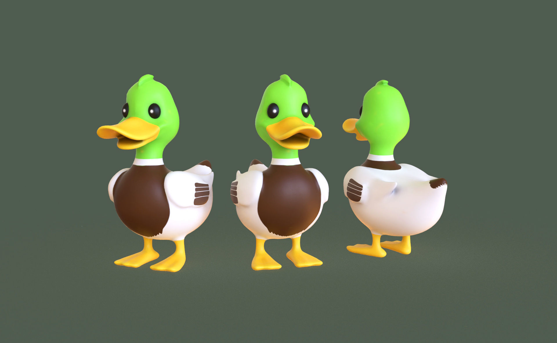 Cartoon Duck Cute 01 Low-poly 3D model_4