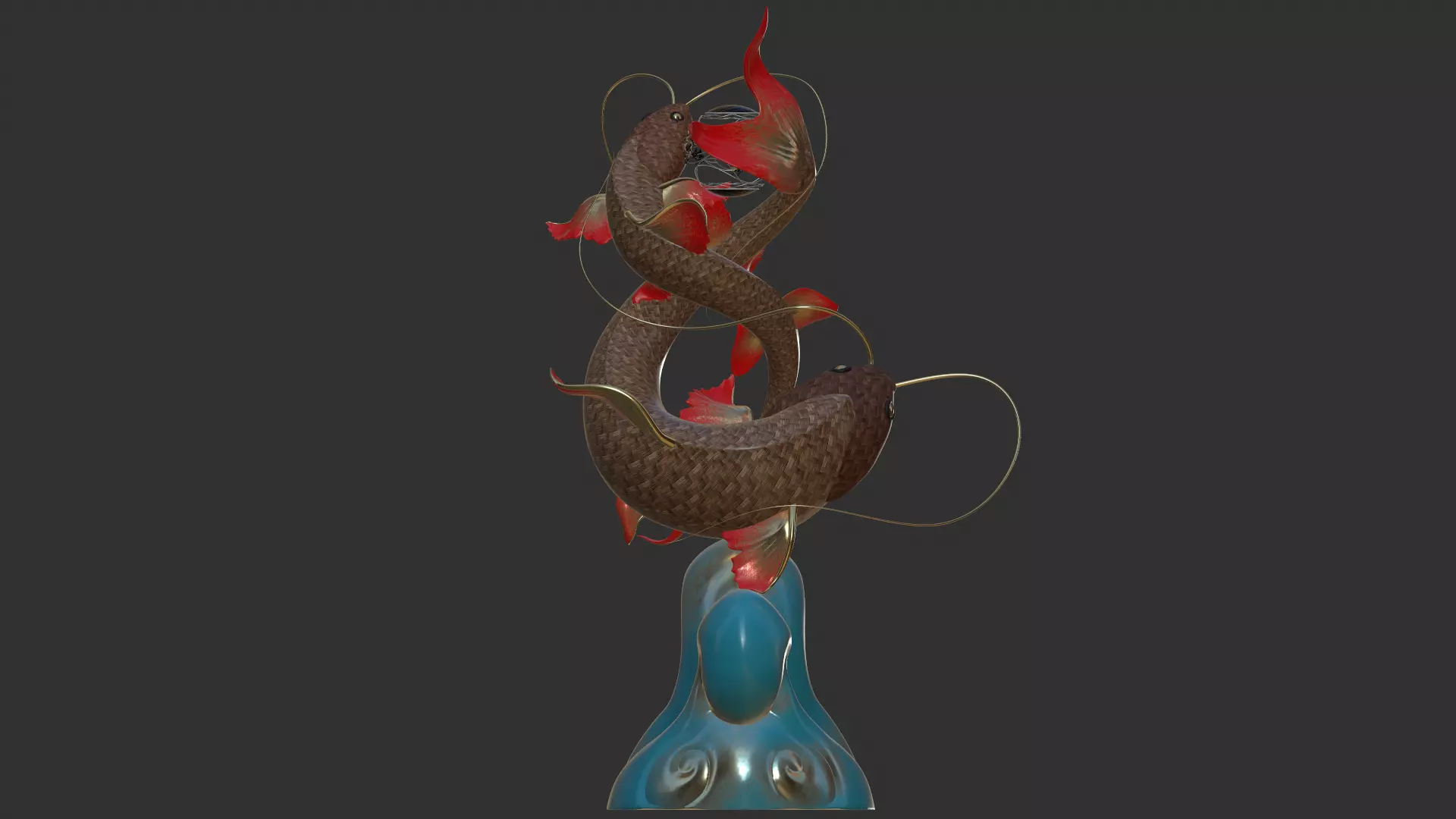 sculpture Couple fish  3D model_0