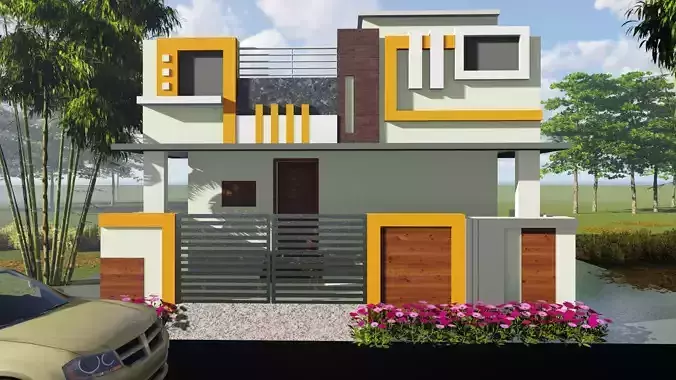 INDIAN GROUND  FLOOR HOUSE  ELEVATION