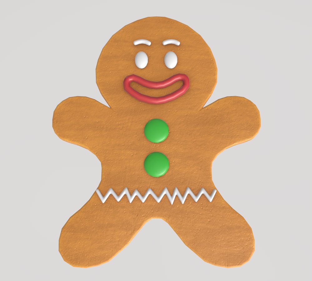 Stylized Low-Poly Gingerbread Man Cookies Low-poly 3D model_2