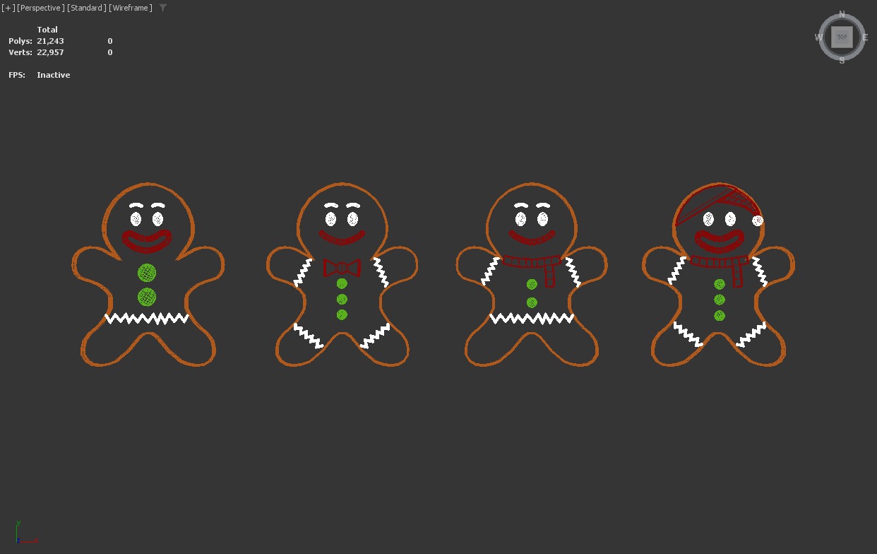 Stylized Low-Poly Gingerbread Man Cookies Low-poly 3D model_14