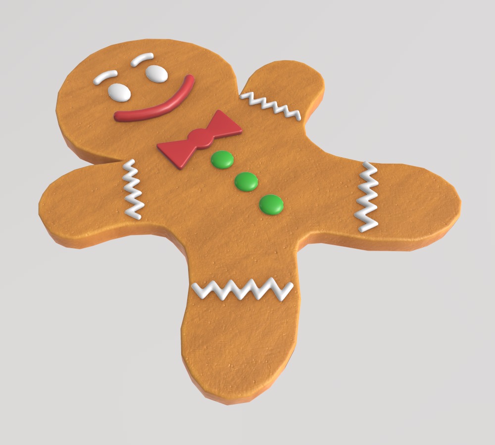 Stylized Low-Poly Gingerbread Man Cookies Low-poly 3D model_7