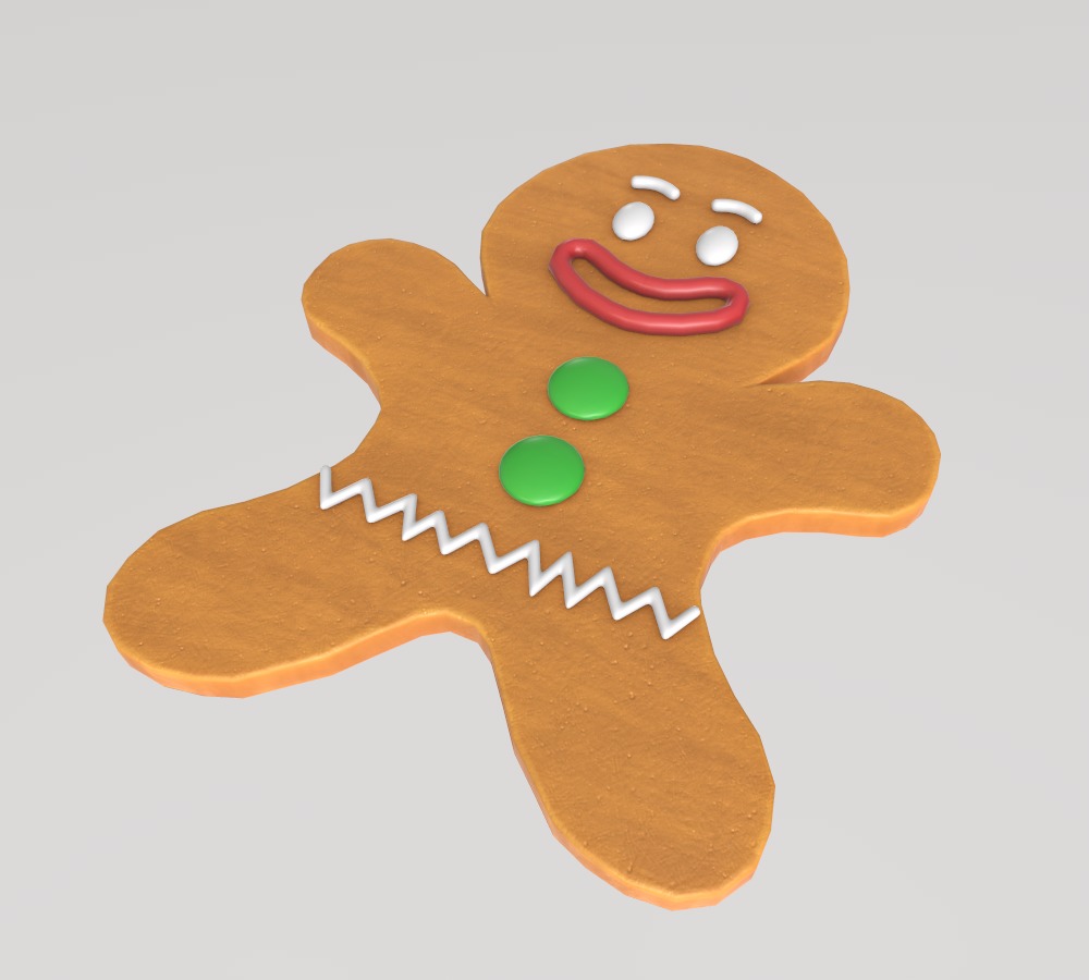 Stylized Low-Poly Gingerbread Man Cookies Low-poly 3D model_4