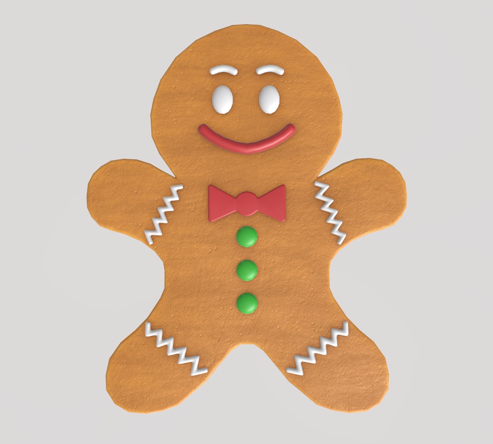 Stylized Low-Poly Gingerbread Man Cookies Low-poly 3D model_5