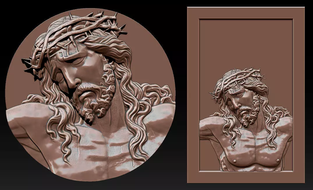 Jesus Face Bas Relief 3D print model