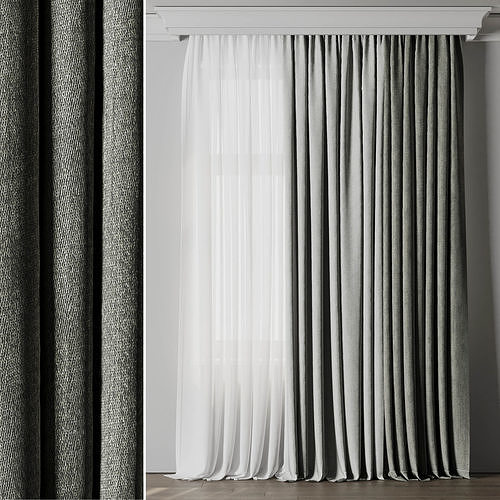 Low width curtains 03 Low-poly 3D model