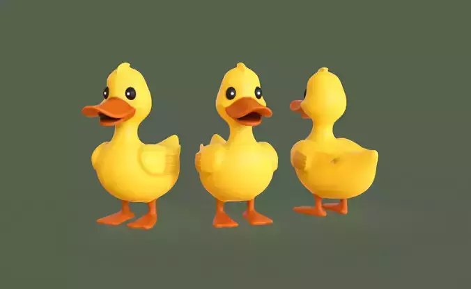 Cartoon Duck Cute 02 Low-poly 3D model