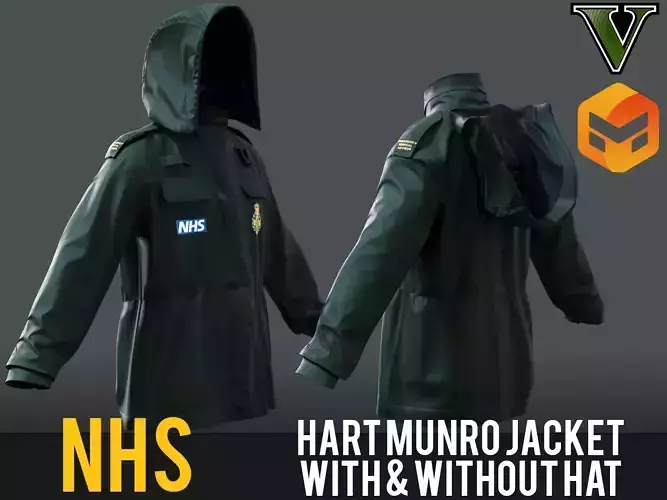HART Munro JacketGreen NHS Ambulance Jacket Game-Ready  LowPoly Low-poly 3D model