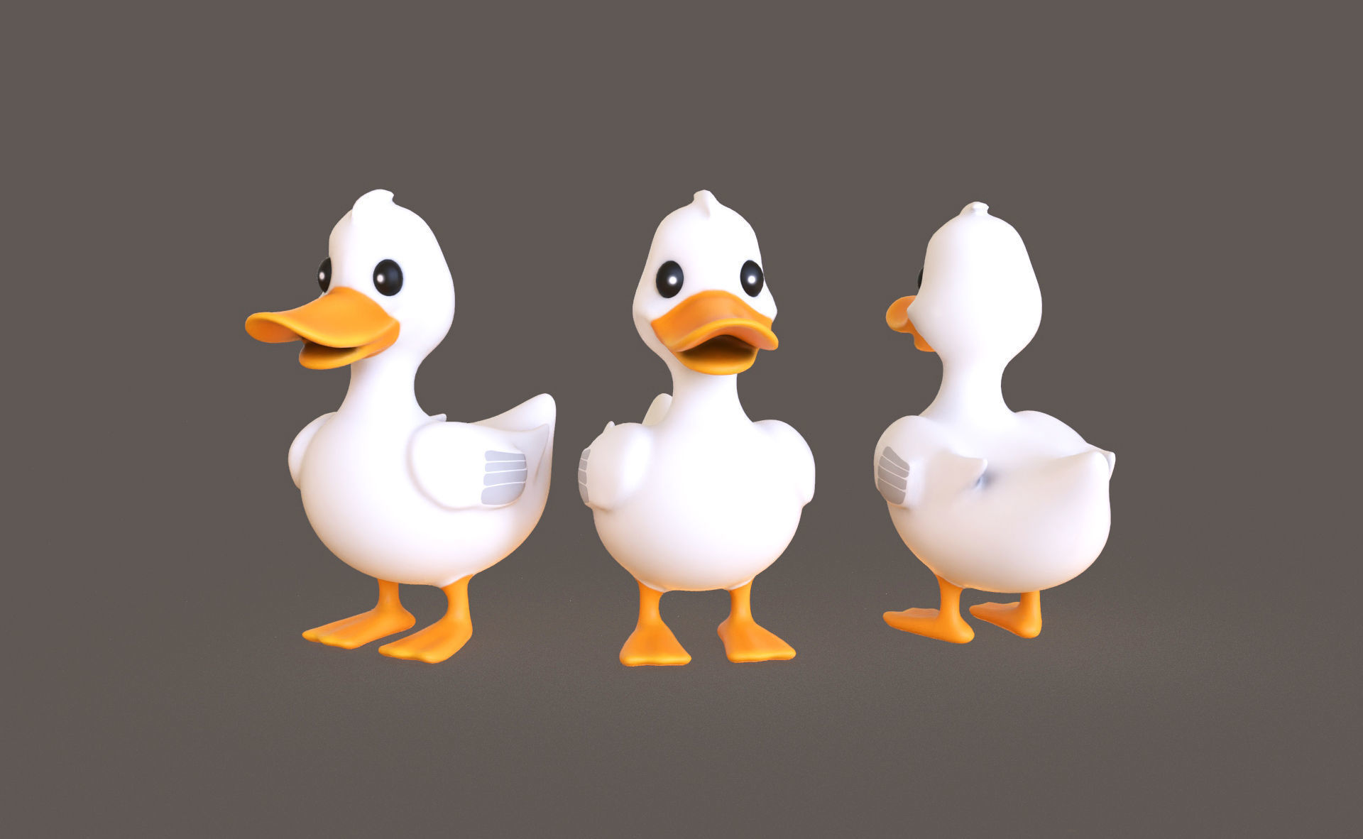 Cartoon Duck Cute 03 Low-poly 3D model_2