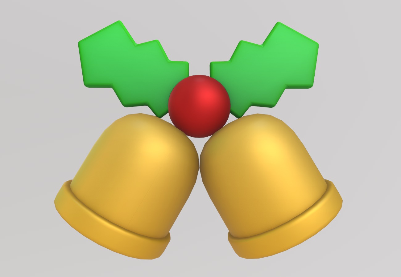 Stylized Low-Poly Christmas Jingle Bell Low-poly 3D model_2