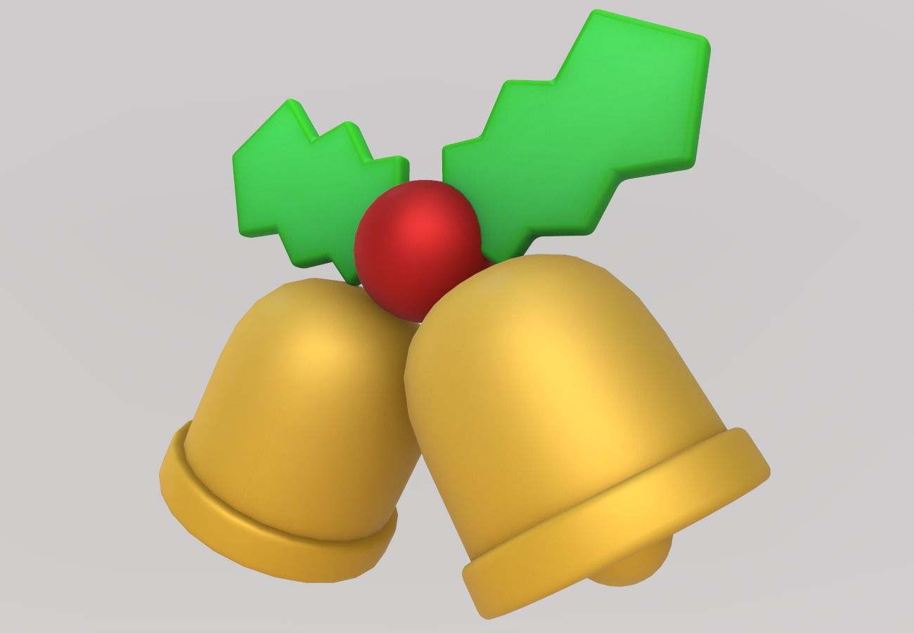 Stylized Low-Poly Christmas Jingle Bell Low-poly 3D model_4
