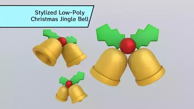 Stylized Low-Poly Christmas Jingle Bell Low-poly 3D model